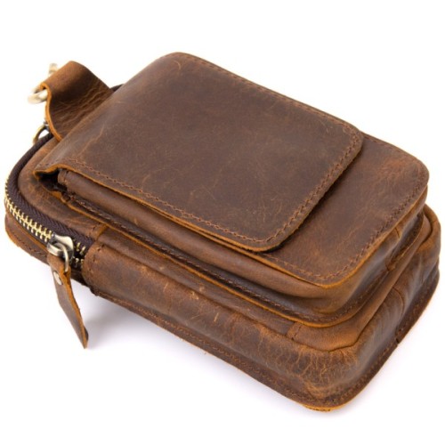 Сумка Vintage На пояс Коричнева (20419)