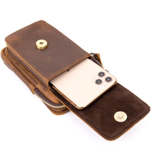 Сумка Vintage На пояс Коричнева (20419)