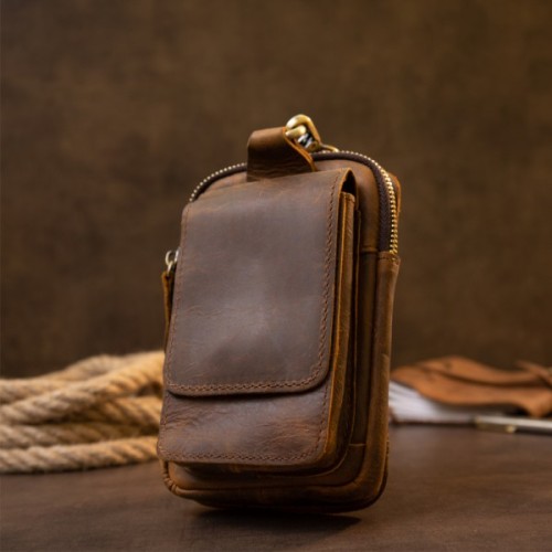 Сумка Vintage На пояс Коричнева (20419)