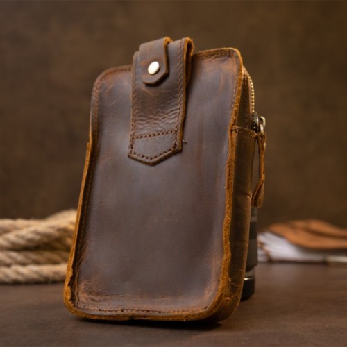 Сумка Vintage На пояс Коричнева (20419)