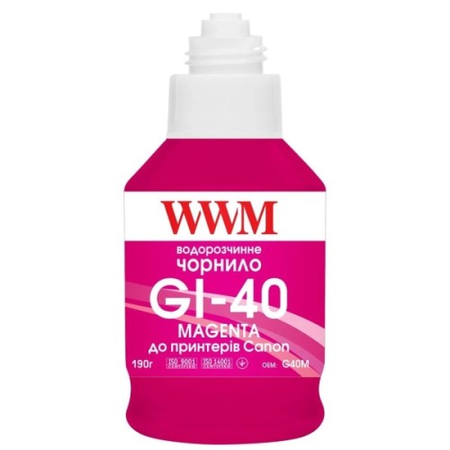 Чорнило WWM Canon GI-40 для G5040/G6040 190г Magenta (KeyLock) (G40M)