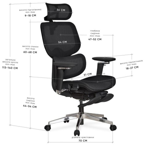Офісне крісло Mealux D2 Air Plus Black (HF-D2 Plus M/B)