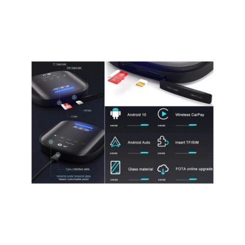FM модулятор HiSmart CarPlay Android AI, 4G LTE, 8 ГБ + 128 ГБ (BS330409)