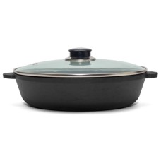 Сковорода Brizoll Monolith чавунна зі скляною кришкою 240х60 мм (M2460U-6)