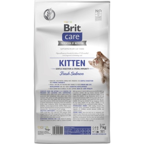 Сухий корм для кішок Brit Care Cat GF Kitten Gentle Digestion Strong Immunity з лососем 7 кг (8595602565054)