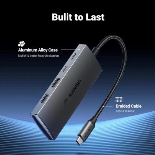 Концентратор Ugreen USB-C to 2xUSB 3.2 + 2xUSB-C 10Gbps CM480 gray (30758)