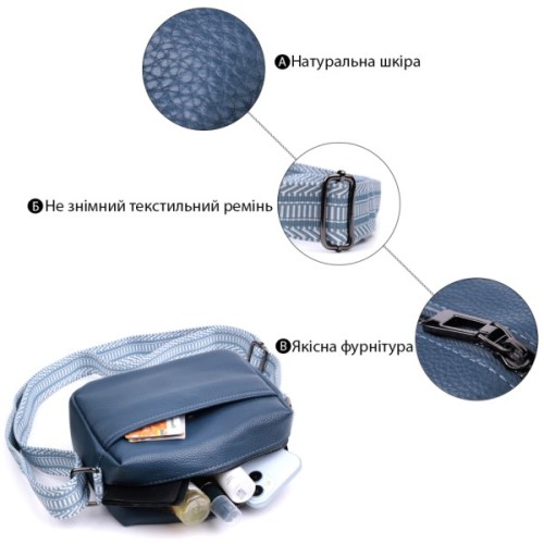 Сумка Vintage З натуральної шкіри Синя (22605)