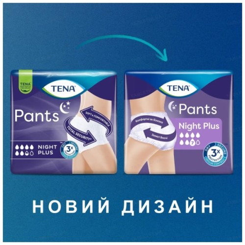 Підгузки для дорослих Tena Pants Plus Night Extra Large 10 шт (7322542133569_7310361169661)