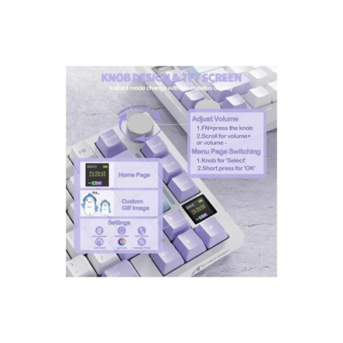 Клавіатура Attack Shark X820 Ultra RGB WirelessBluetooth/USB UA Lavender (X820ULTRAGA_AS)