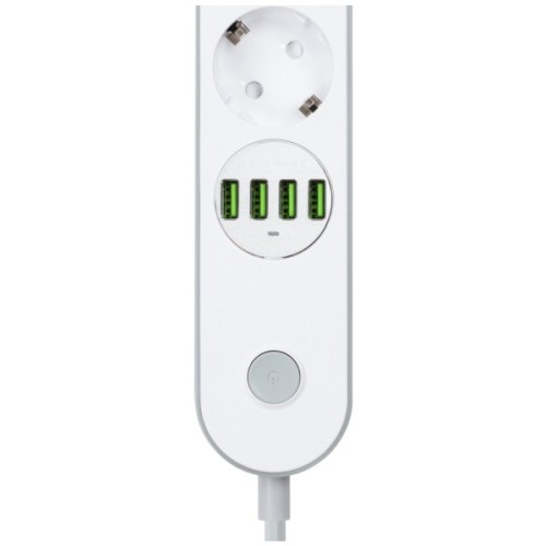 Мережевий фільтр живлення ColorWay CW-CHE44W, 4 розетки/4USB White 2M (CW-CHE44W)