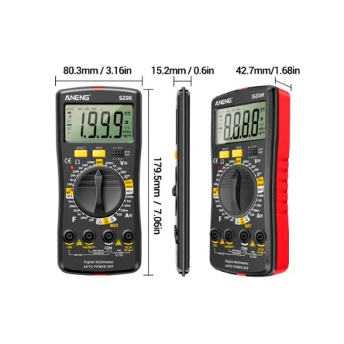 Цифровий мультиметр ANENG SZ08, V, A, R, C, T, F, функція hFE (SZ08)