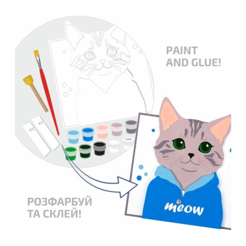 Картина по номерам Rosa Talent 3D Meow МДФ ґрунтоване, 18х20 см (4823098543572)