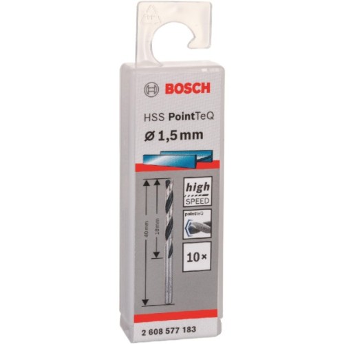 Свердло Bosch по металу HSS-PointTeQ, 1.5х18х40мм, 10шт (2.608.577.183)