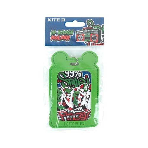 Бейдж Kite вертикальний на шнурку, зелений (K24-296-2)