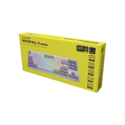 Клавіатура Hator Rockfall 3 Mecha TKL QMK/VIA Orange Wireless White (HTK851UA)