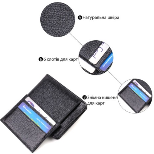 Гаманець Canpellini З натуральної шкіри Чорний (21875)