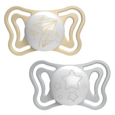 Пустушка Chicco Physio Light силіконова від 6 до 16 місяців люмінесцентна з футляром 2 шт (71038.41)