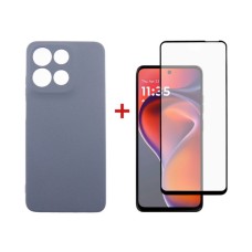 Чохол до мобільного телефона Dengos Motorola G15/G15 Power Carbon + glass (Grey) (DG-KM-147)