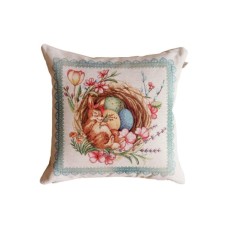 Наволочка Прованс гобеленова декоративна Зайчик в кошику Злагода 45х45 см (034252)