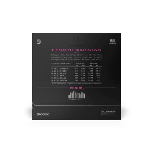 Струни для гітари D'Addario NYXL Bass Regular Light 6-String / Super Long Scale (32-130) (NYXL32130SL)