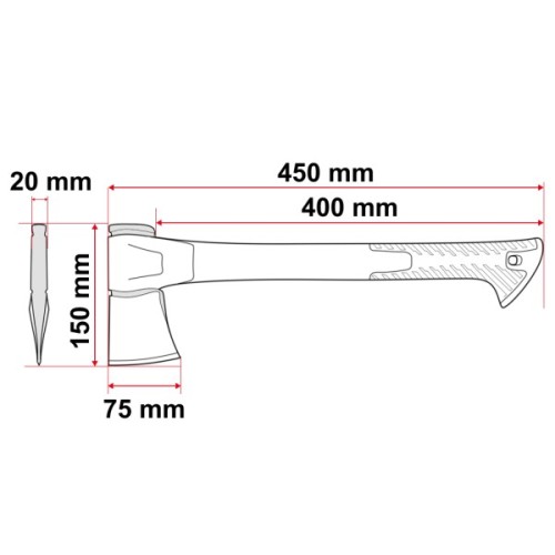 Сокира Alloid Pro, ручка з фібергласу, 600г, 45см (AX-1845)