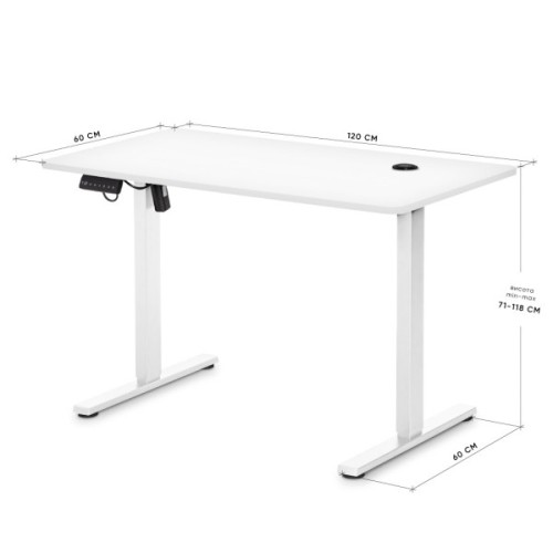 Комп'ютерний стіл Mealux PowerDesk Energy White з електрорегулюванням висоти (EVO-201 Energy W/W)