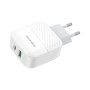 Зарядний пристрій BOROFONE BA46A USB-C PD + USB QC3.0 18W white (6931474727343)
