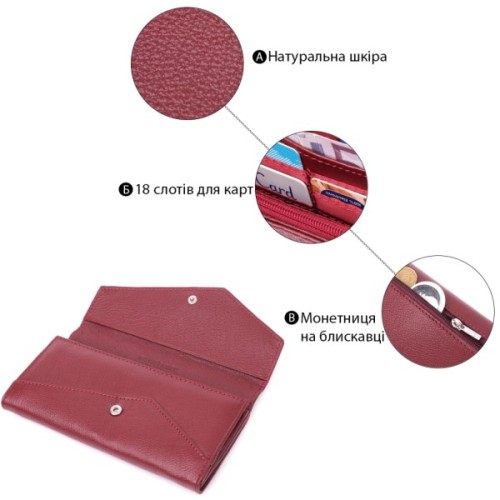 Гаманець ST Leather З натуральної шкіри Бордовий (22547)