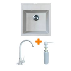 Мийка кухонна Adamant Brick Old stone + змішувач та дозатор (4824296209710)