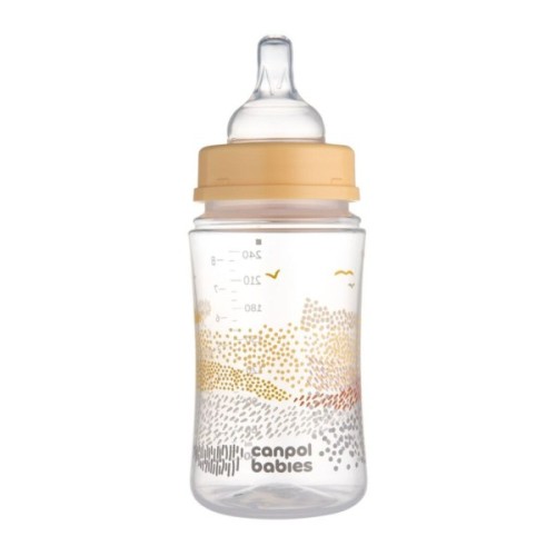 Пляшечка для годування Canpol babies Easystart MOUNTAINS антиколікова з широким отвором 240 мл бежева (35/243_bei)