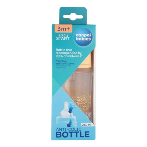 Пляшечка для годування Canpol babies Easystart MOUNTAINS антиколікова з широким отвором 240 мл бежева (35/243_bei)