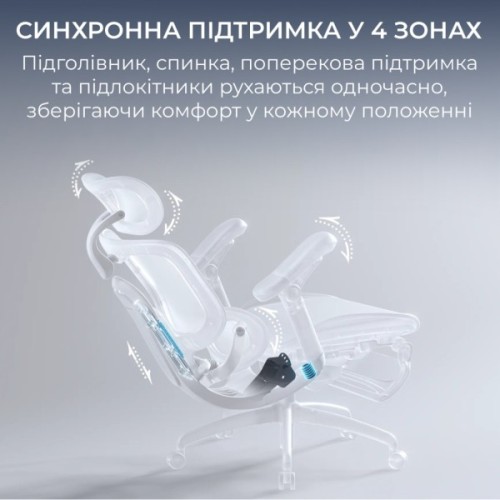 Офісне крісло Sihoo C300 LITE V2, White, з підставкою для ног (C300-LITE-V2-B102-JT)
