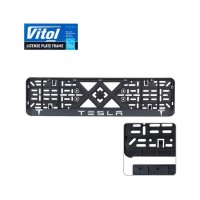 Рамка номерного знака Vitol з рельєфним написом TESLA (RN-VCH-15650-SR-TS-BN)
