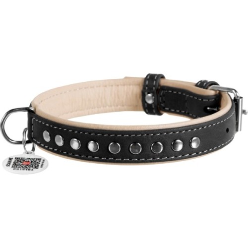 Нашийник для тварин WAUDOG Soft з QR паспортом, металеві прикраси S Ш 20 мм Д 30-39 см (7196)