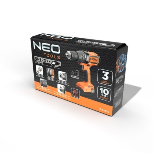 Шуруповерт Neo Tools Energy+ 18V, безщітковий, 100Нм, 0-480/0-1900об/хв 1.56кг (без АКБ та ЗП) (04-616)
