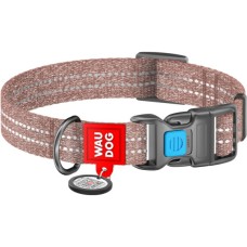 Нашийник для тварин WAUDOG Re-cotton з QR паспортом світловідбивний Ш 25 мм Д 33-49 см коричневий (02926)