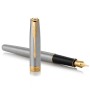 Ручка пір'яна Parker SONNET 17 Stainless Steel GT  FP F + блокнот Parker + подар.упаковка GIFT24 (84 111b24)