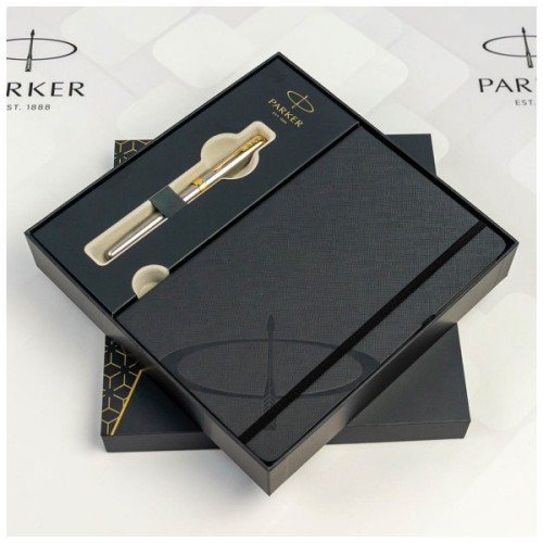Ручка пір'яна Parker SONNET 17 Stainless Steel GT  FP F + блокнот Parker + подар.упаковка GIFT24 (84 111b24)