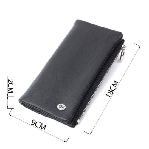 Гаманець ST Leather Унісекс з м'якої натуральної шкіри Чорний (22743)