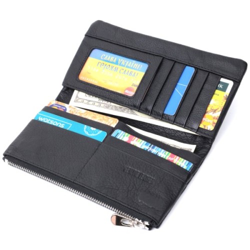 Гаманець ST Leather Унісекс з м'якої натуральної шкіри Чорний (22743)