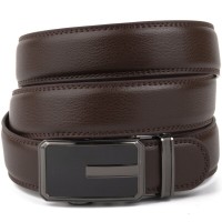Ремінь Vintage Чоловічий тонкий з пряжкою автомат Коричневий (20308)