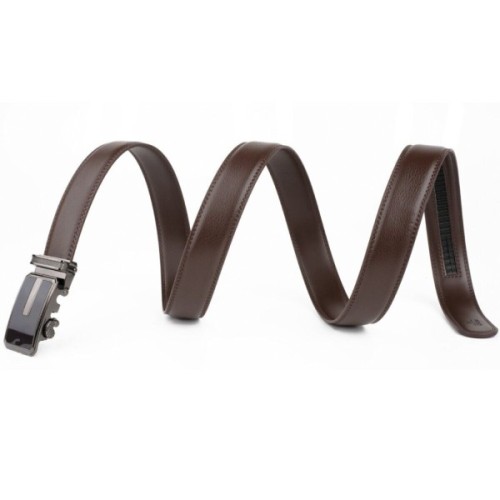 Ремінь Vintage Чоловічий тонкий з пряжкою автомат Коричневий (20308)