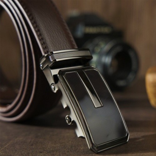 Ремінь Vintage Чоловічий тонкий з пряжкою автомат Коричневий (20308)