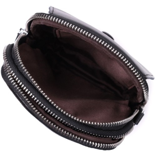 Сумка Vintage Вертикальна Для жінок на два відділення із натуральної шкіри Чорна (22399)