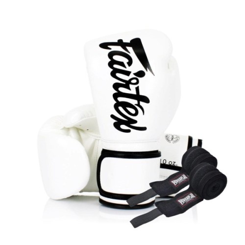 Боксерські рукавички Fairtex BGV14 White 14 унцій (бинти в комплекті) (BGV14_14oz_White)