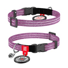 Нашийник для тварин WAUDOG Re-cotton з QR паспортом, пластиковий фастекс XS фіолетовий (16429)