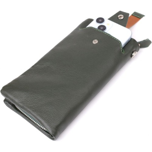 Гаманець ST Leather З відділенням під телефон Зелений (23103)