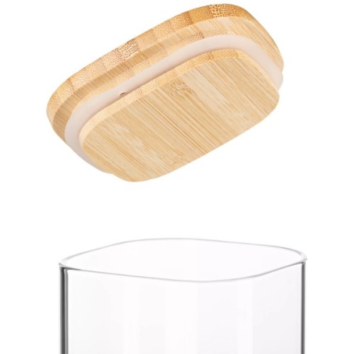 Ємність для сипучих продуктів Ardesto Midori 1300мл, скло, бамбук, квадратна, прозорий (AR1313BBS)