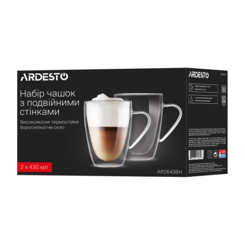 Набір чашок Ardesto BH 430 мл 2 шт прозорий (AR2643BH)