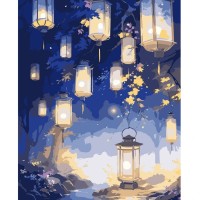 Картина по номерам Santi Чарівний ліс з ліхтариками, 40*50см, LED підсвітка (955108)